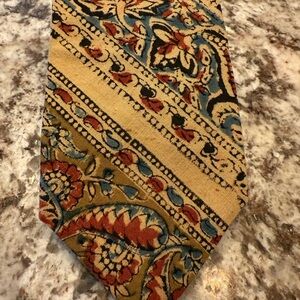 Vintage Ralph Lauren Beige and Blue Patterned Tie